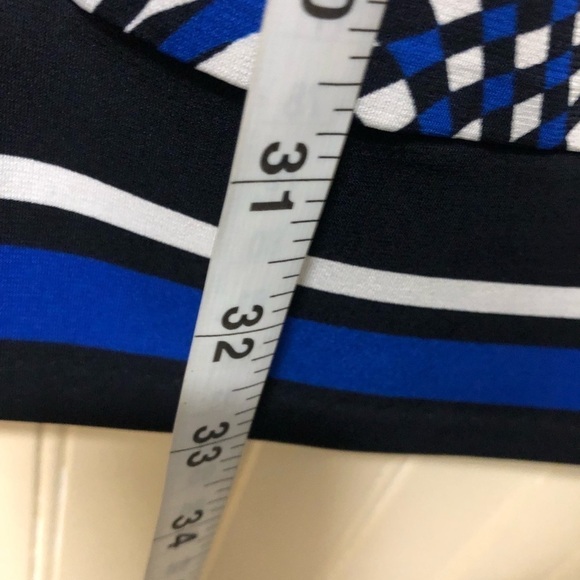 MICHAEL KORS MERCEER LONG SLEEVE BORDER PRINT SLINKY JERSEY SHIFT DRESS PETITE S - Picture 6 of 6